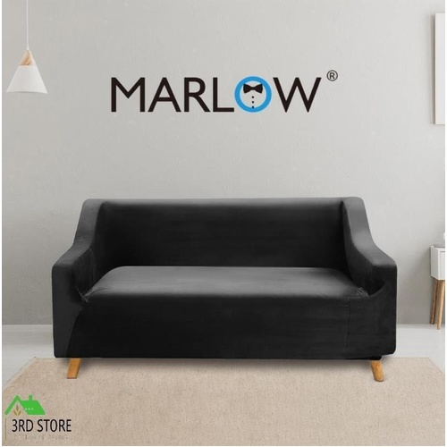 Couch High Stretch Sofa Lounge Cover Protector Recliner Slipcover 2 Seater Black