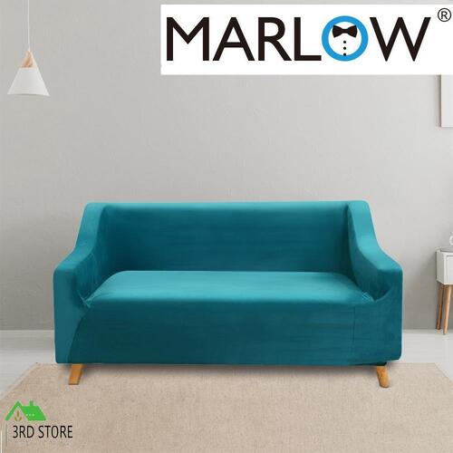 Marlow Stretch Sofa Cover Couch Lounge Slipcover Protector 2 Seater Plush Green
