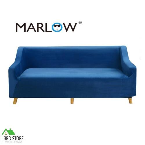 Marlow Stretch Sofa Cover Couch Lounge Slipcover Protector 3 Seater Plush NAVY