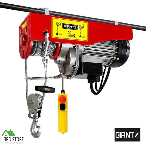 GIANTZ Electric Hoist Winch 300/600KG 1200W 15m Rope 240V Power Lift Equipment