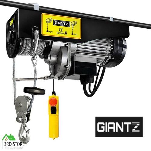 Giantz 1300W Electric Hoist 400/800kg Remote Winch 20m Cable Rope Chain Lifting