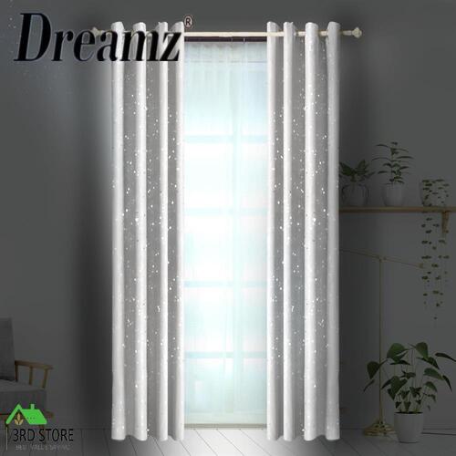 DreamZ Blackout Eyelet Curtains Star Blockout Curtain Fabric Bedroom Darkening