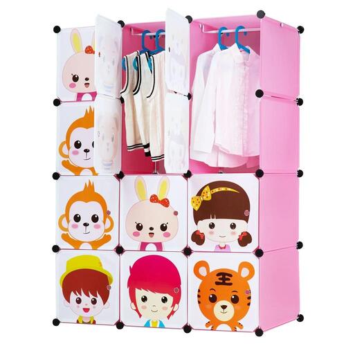 Children's Portable Clothes Closet Rack with XL Storage Cubes