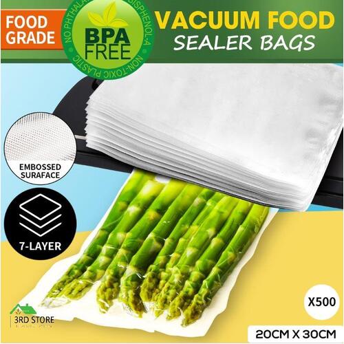 450x Vacuum Food Sealer Saver Seal Bags Storage Commercial Heat Grade[20x30cm - 500pcs]