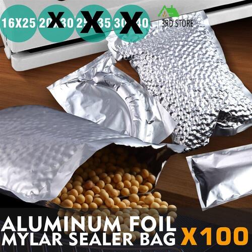 Foil Vacuum Sealer Bags Food Storage Mylar Pouch Aluminum Bag Heat 100PC 16x25cm