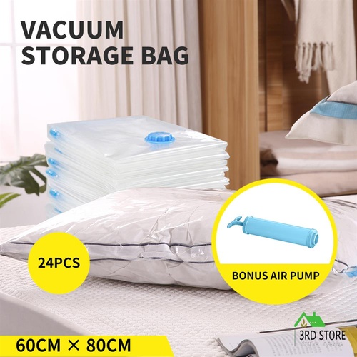 Vacuum Storage Bags Save Space Seal Compressing Clothes Quilt 60X80CM 24PK