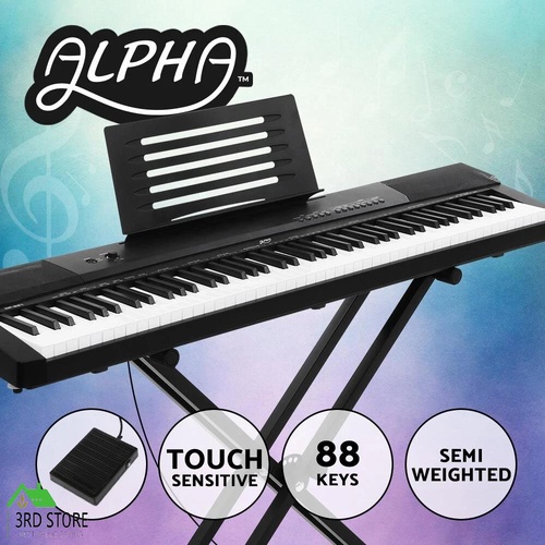 Alpha 88 Keys Digital Piano Keyboard Electronic Electric Keyboards + Stand