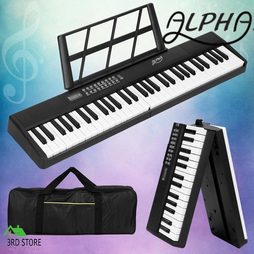 Alpha 61 Keys Foldable Electronic Piano Keyboard Digital Electric w/ Carry Bag