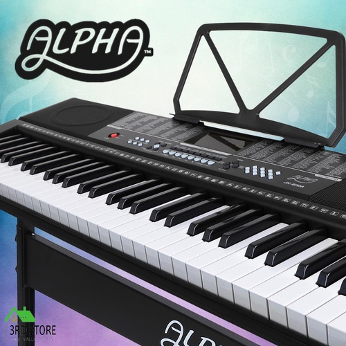 Alpha 61 Keys Electronic Piano Keyboard LED Electric Holder Music Stand Adaptor