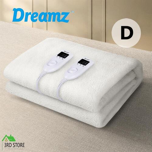DreamZ 350GSM Electric Blanket Heated Fully Fitted Fleece Pad Washable Double