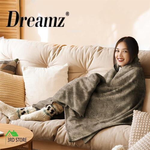 DreamZ Electric Throw Blanket Heated Timer Bedding Washable Warm Winter Plush BR