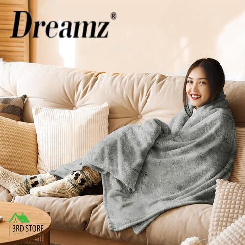DreamZ Electric Throw Blanket Heated Timer Bedding Washable Warm Winter Plush GY