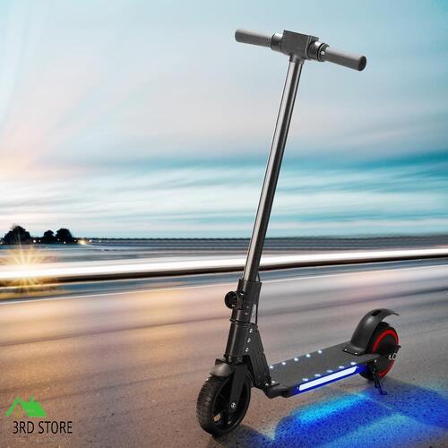 RETURNs Electric Scooter 130W 16KM/H LED Light Folding Portable Riding Commuter Black