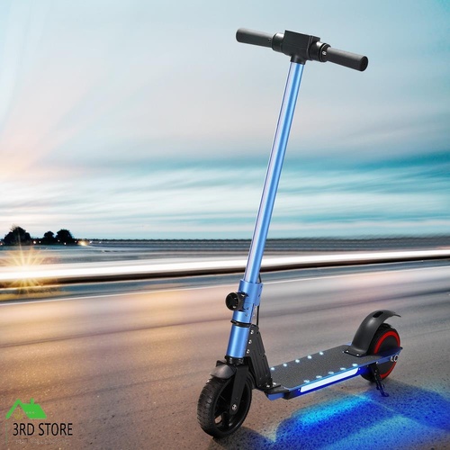 Electric Scooter 130W 16KM/H LED Light Folding Portable For Kids Teens Blue