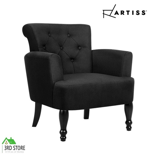 Artiss Wingback Lothair Armchair Accent Lounge Chair Sofa Armchairs Linen Fabric