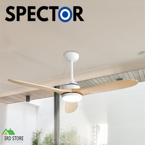 Spector 52'' Ceiling Fan LED Light DC Motor Remote Control 5 Speed Wooden Blade