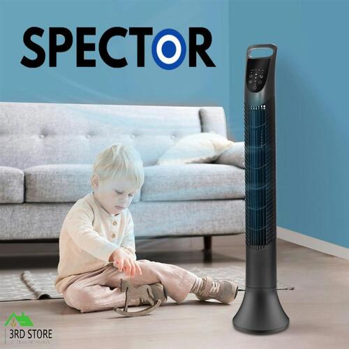 Electric Tower Fan Air Cooler Oscillating Timer 3 Speeds Remote Control in BLACK