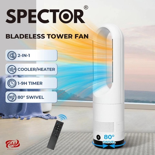 Spector Bladeless Fan 2 In 1 Oscillating Cooler & Heater Fans Remote Control