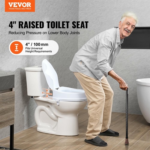 VEVOR Raised Toilet Seat 100 mm Height Raised 136 kg Weight Capacity Universal
