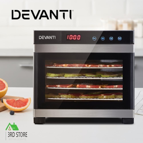 RETURNs Devanti 6 Trays Food Dehydrators Jerky Dehydrator Fruit Dryer Stainless Steel