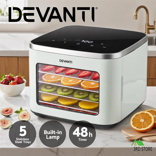 Devanti Food Dehydrator Machine 5 Tray Mini Fruit Dryer Maker Green