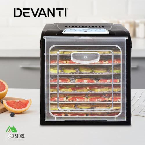 Devanti Food Dehydrators Stainless Steel Fruit Dehydrator Jerky Dryer 9 Trays