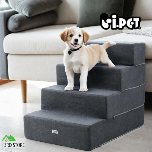 i.Pet Dog Ramp Foam Dog Cover Stairs Portable Cat Ladder For Bed Sofa 4 Steps