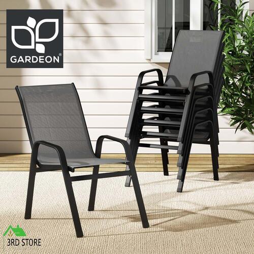 Gardeon 6PC Outdoor Dining Chairs Stackable Lounge Chair Patio Furniture Grey