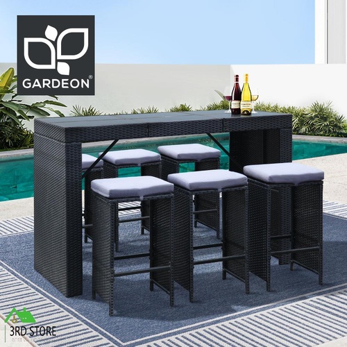 RETURNs Gardeon Outdoor Furniture Dining Bar Table 6 Chairs Stools Set Patio Lounge
