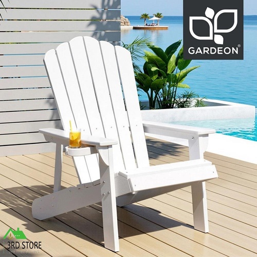 Gardeon Outdoor Chairs HDPE Adirondack Beach Chair Patio Furniture Garden white