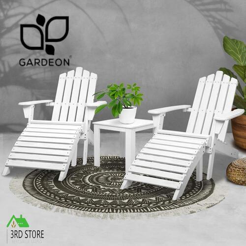 Gardeon Outdoor Sun Lounge Beach Chairs Table Setting Wooden Adirondack Patio