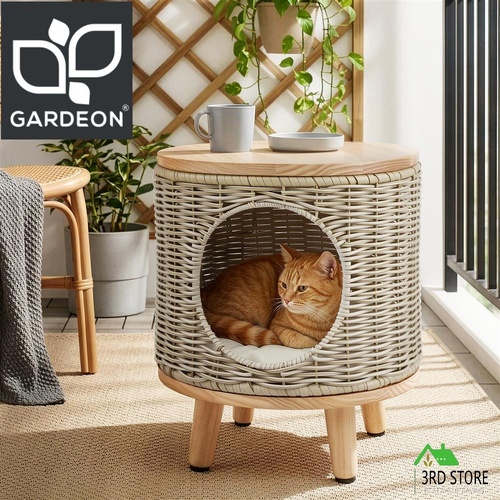 Gardeon Coffee Side Table Wicker Steel Desk Pet Bed Storage Outdoor Furniture