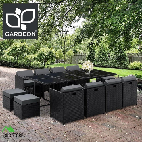 Gardeon Outdoor Dining Set Patio Furniture Wicker Garden Table Chairs Cushions