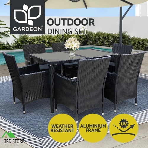 Gardeon Outdoor Dining Set Table and Chairs Patio Furniture Wicker Rattan Garden