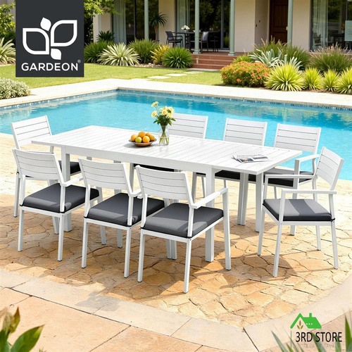 Gardeon Outdoor Dining Set 9PCS Aluminum Extendable Table Chairs Patio Furniture