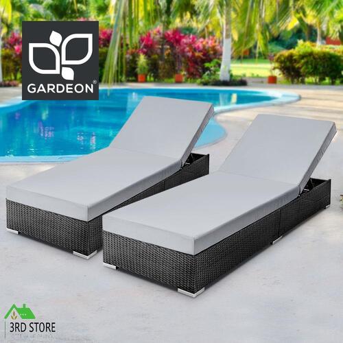 2x Gardeon Sun Lounge Outdoor Furniture Day Bed Wicker Rattan Garden Sofa