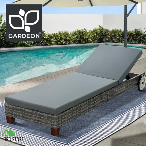 Gardeon Sun Lounge Wicker Lounger Day Bed Wheel Patio Outdoor Furniture Setting