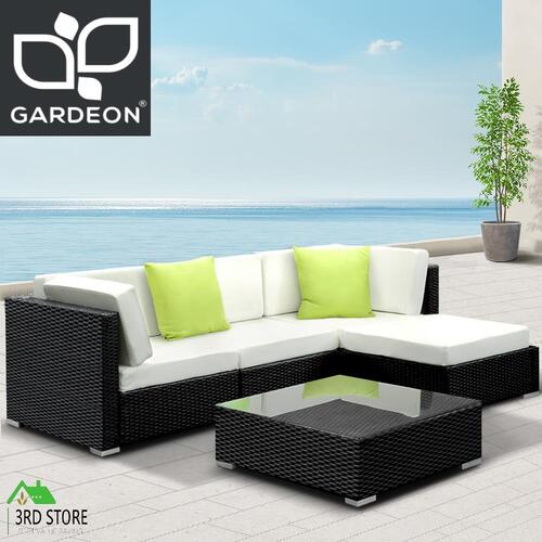 Gardeon 5pc Outdoor Furniture Sofa Set Lounge Setting Wicker Rattan Couch Garden
