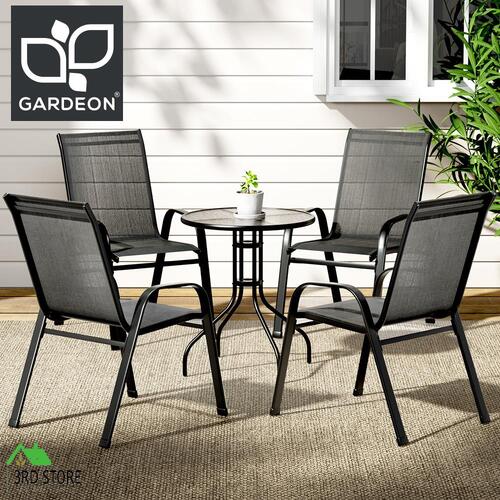 Gardeon Outdoor Furniture 5PC Table and chairs Stackable Bistro Set Patio Coffee