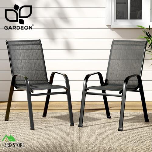 Gardeon 2X Outdoor Stackable Chairs Lounge Chair Bistro Set Patio Furniture