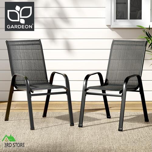Gardeon 2X Outdoor Stackable Chairs Lounge Chair Bistro Set Patio Furniture