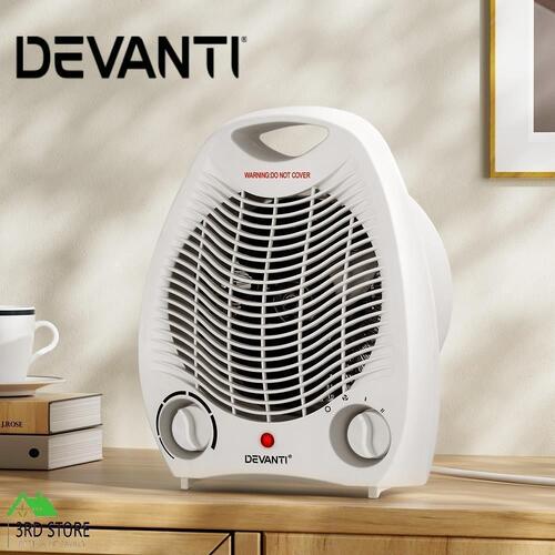 Devanti Electric Fan Heater Portable Room Office Heaters Hot Cool Wind 2000W