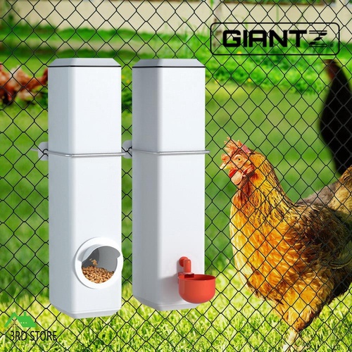 Giantz Chicken Feeder Water Dispenser Automatic Waterer Poultry Food Drinker 4L