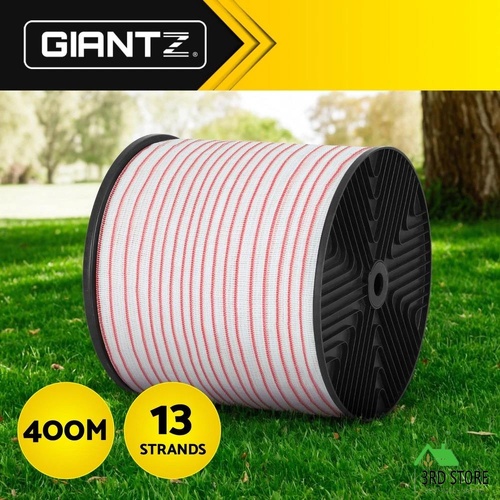 Giantz Electric Fence Tape Polytape 400M Electric Fence Wire Red White