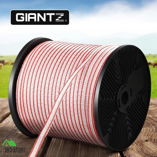 Giantz Electric Fence Wire 400M Tape Fencing Roll Energiser Poly Stainless Steel