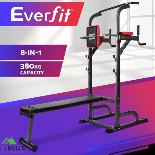 Everfit Power Tower Pull Up Multi Station Chin Up Weight Bench Benches Home Gym