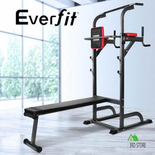 Everfit Power Tower Pull Up Multi Station Chin Up Weight Bench Benches Home Gym