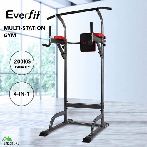 Everfit Power Tower Chin Up Bar Push Pull Up Knee Raise Weight Bench Gym Station