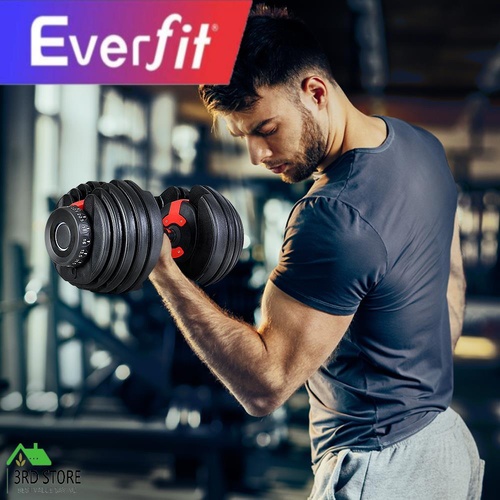 24kg Adjustable Dumbbell Dumbbells Weight Plates Home Gym Fitness Exercise