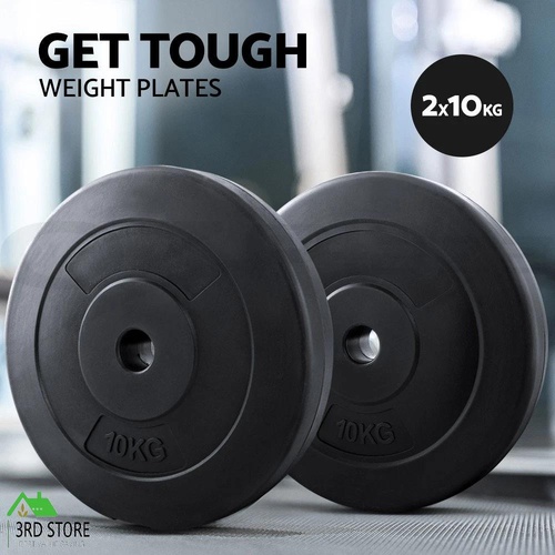 Everfit 2X 10KG Barbell Weight Plates Standard Home Gym Press Fitness Exercise